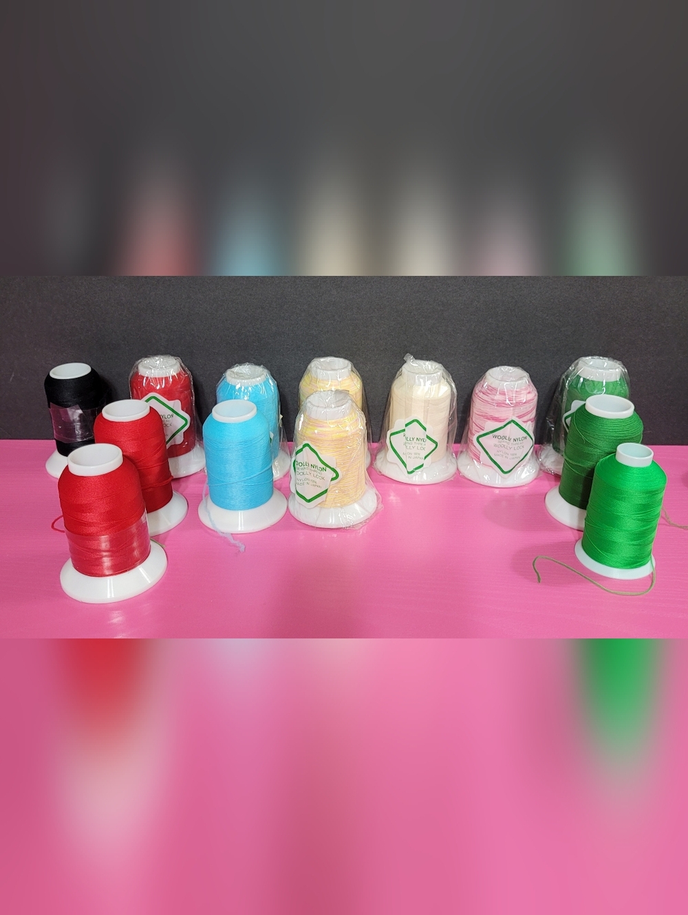 Woolly Nylon Spools Of Sewing Thread. Set Of 11 Plus 2 Addition Spools (0667)